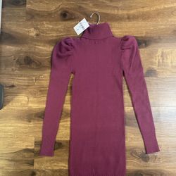 Brand new woman’s Forever  21 brand red wine colored Tuetleneck Sweater Dress up for sale 