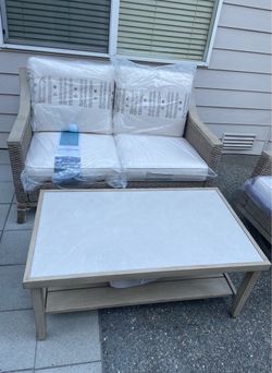 allen + roth Rosedale 2 -Piece Wicker Patio Conversation Set