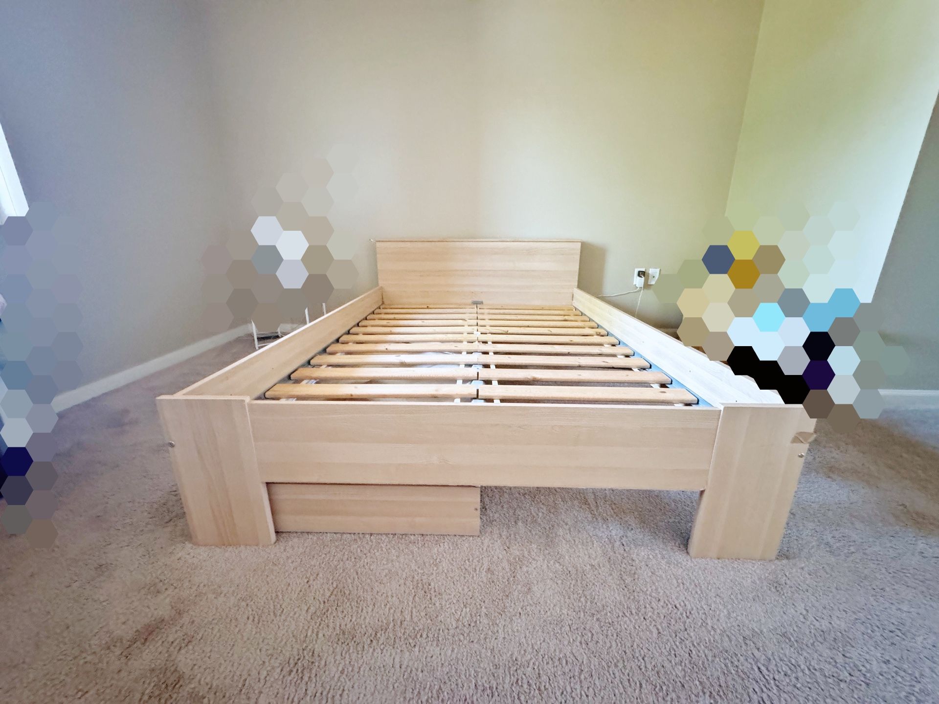 IKEA Aneboda Full Size bed frame with bottom storage