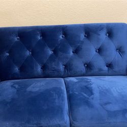 Blue Button Tufted Couch