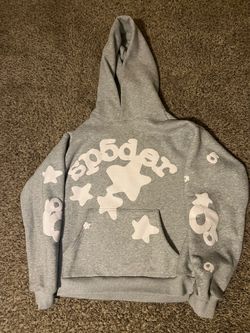 grey sp5der hoodie size medium