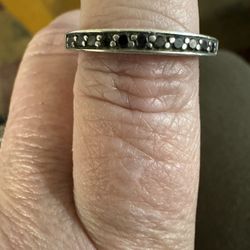 Silver Band With Black Diamonds 