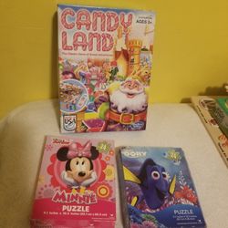 CANDY LAND GAME AND  2 PUZZLES  