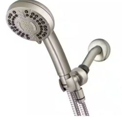 Waterpik 7-Spray Patterns with 1.8 GPM 4 in. Wall Mount Adjustable Handheld Shower Head in Brushed Nickel