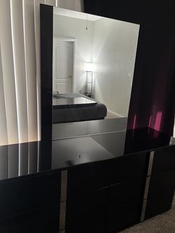 Black and chrome dresser
