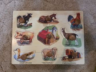 Melissa & Doug Easy Grip Wooden Peg Puzzle Farm Animals