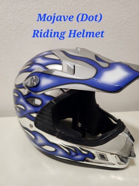Mojave, Riding Helmet, Dirt Bike Riding Helmet Blue Flames