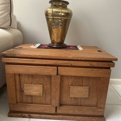 Collectible Rustic Solid Wood Storage Cabinet / End Table