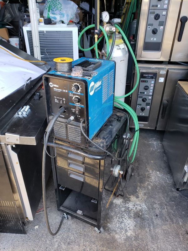 Millermatic 130 MIG welder with tank, regulator and cart for Sale in