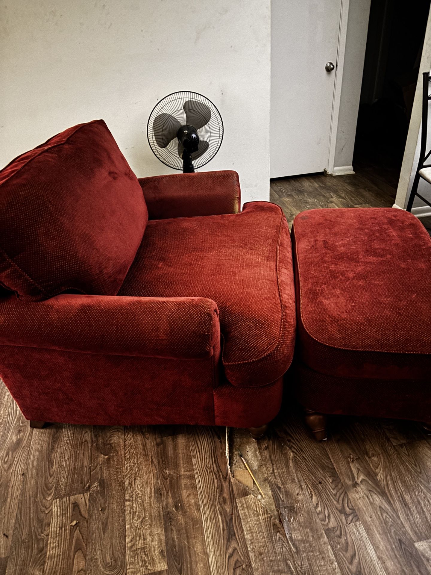 Burkhardt Giant Red Chair With Ottoman 