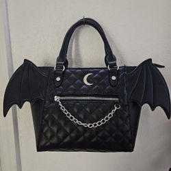 Bat Wing Moon & Chain Satchel Bag