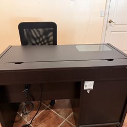Dark Wood Desk with Chair