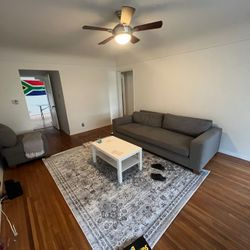 Custom Grey Couch and Ottoman 