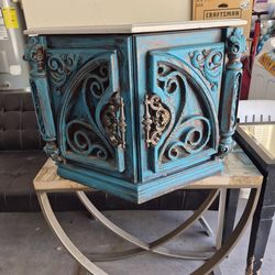 Hexagon table (wood) with storage inside, custom paint