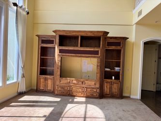 Large Wooden Entertainment Center Wall Unit