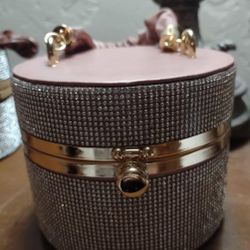 Round Pink Blinged Purse 