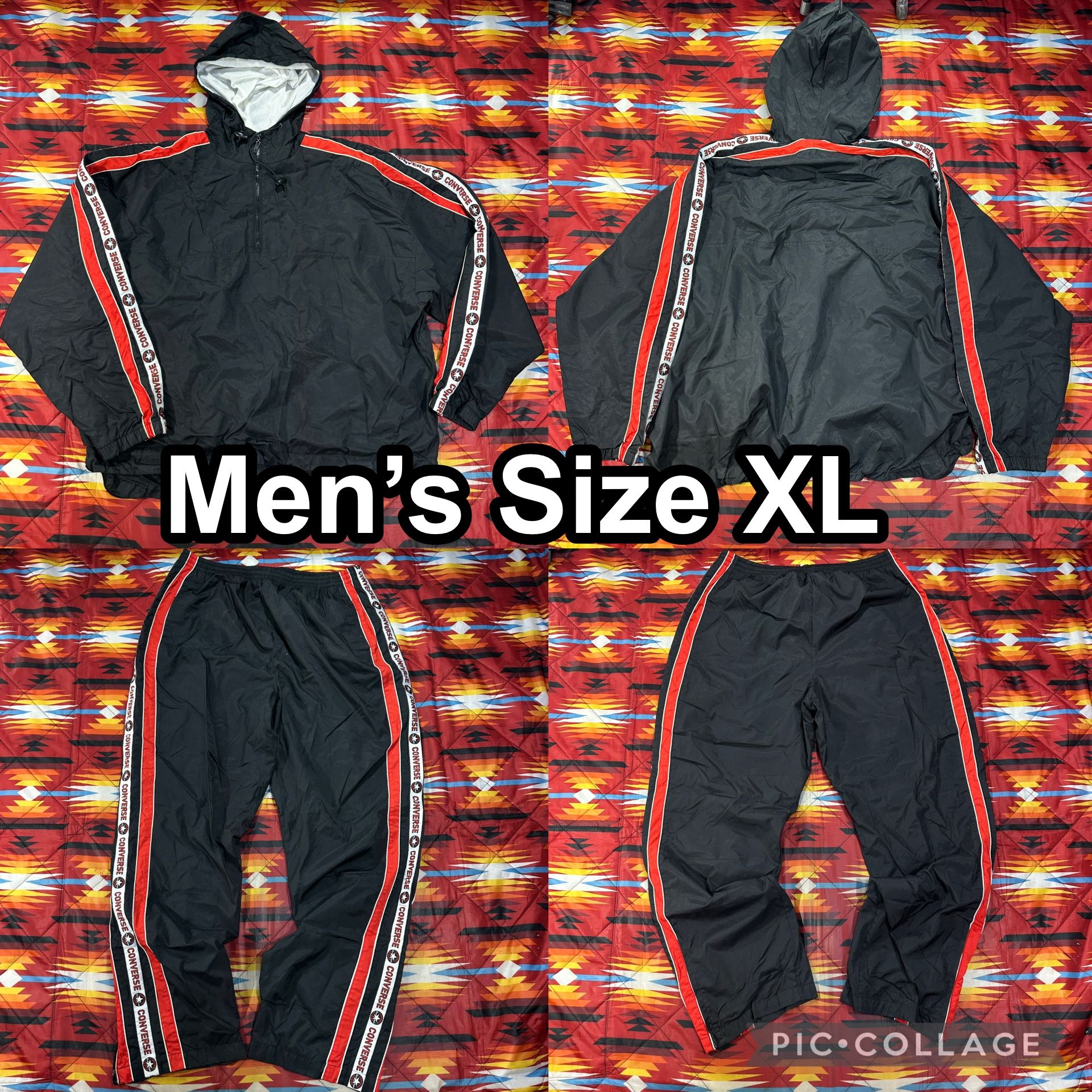 Vintage Converse All Star Black Red Track Suit Set Chuck Taylor Men’s XL