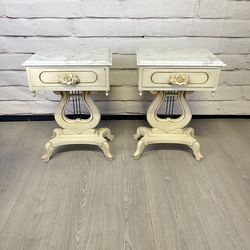 Marble End Tables Nightdtands French Provincial 2pc