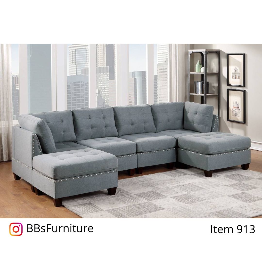 Gray Sectional Sofa With Ottoman (Free Delivery)
