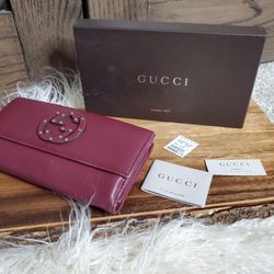 Gucci GG Studded Maroon Wallet 