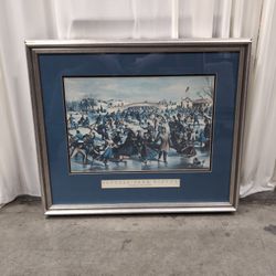 Silver Central-Park Winter The Skating Pond Framed Print