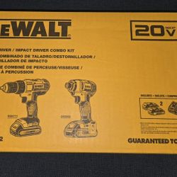 Tools -Dewalt Drill Driver /Impact Driver Combo  20V  includes 2 Batteries (Brand New Sealed )