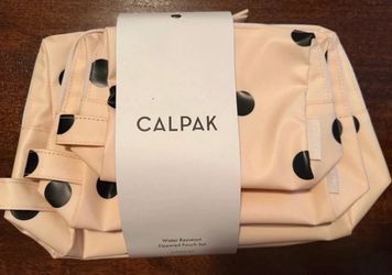 Calpak set of 3 water resistant zip pouch in Polka dot