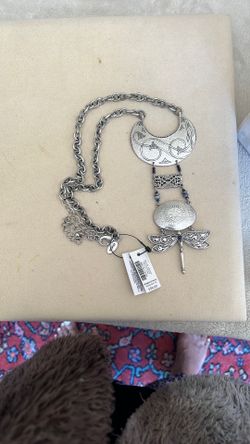 Chicos Silver Necklace With a Long Chain 
