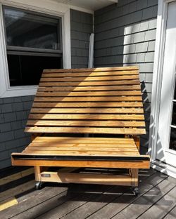 Rolling Adjustable Wooden Display Table