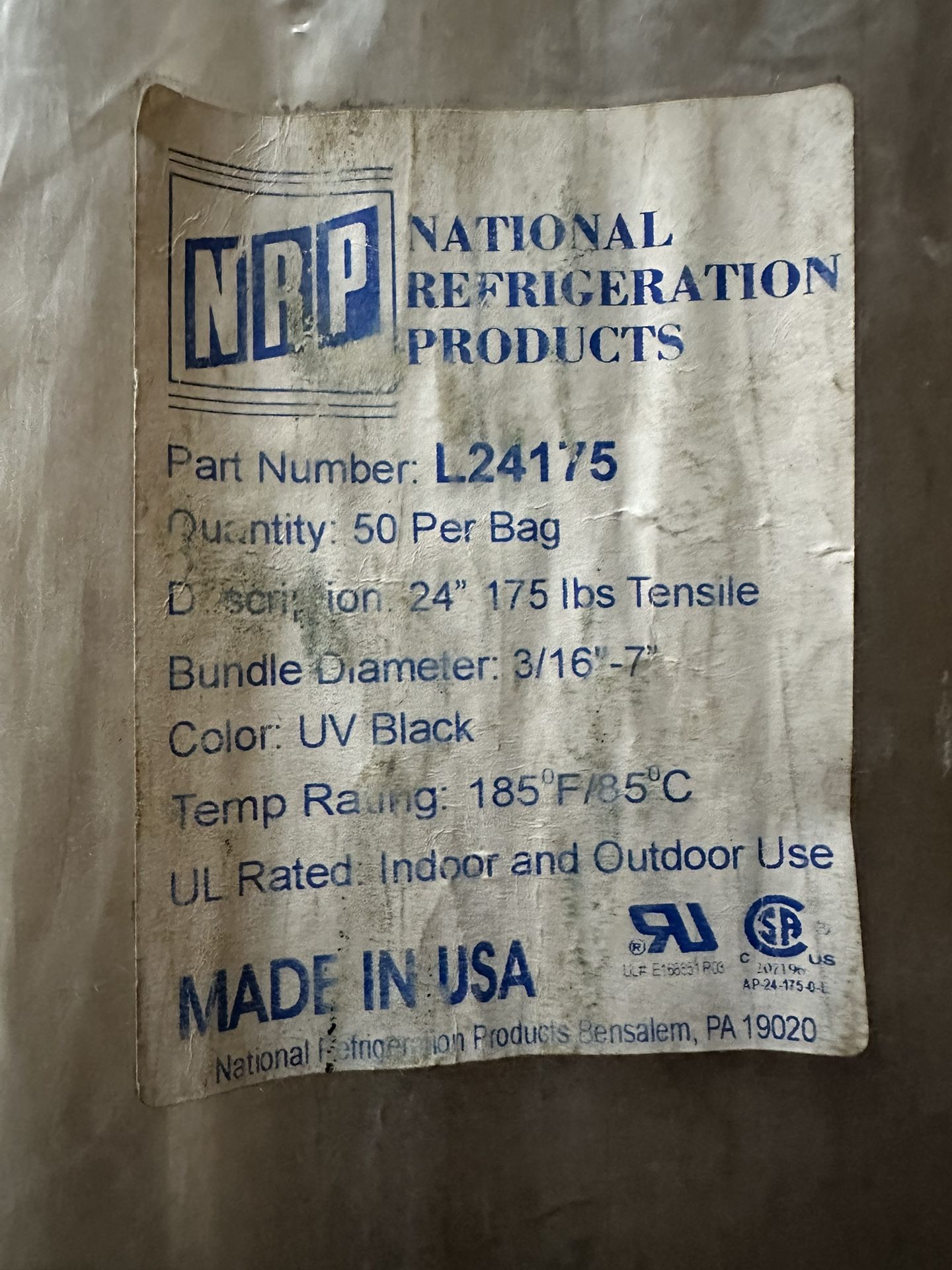 Free 24” Duct Ties -United Refrigeration Products