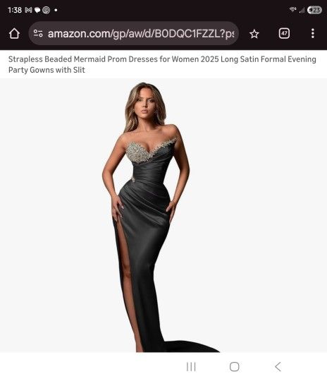 Strapless Beaded Mermaid Prom/formal Black Dress