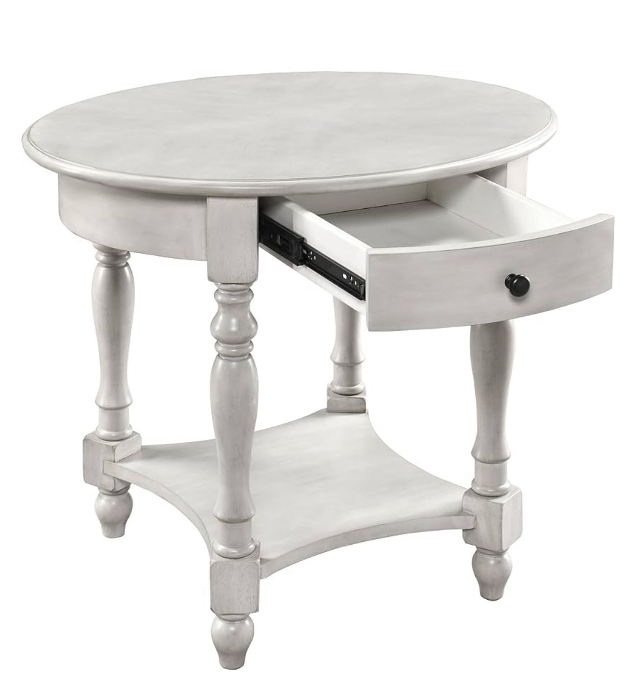 MODERION Oval End Table with Drawer, Solid Wood Sofa Side Storage Shelf, Traditional Living Room Corner Table, Nightstand, Easy Assembly 28INCH x 22IN