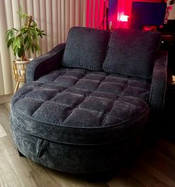 Oversized Round Navy Blue Chaise Lounge