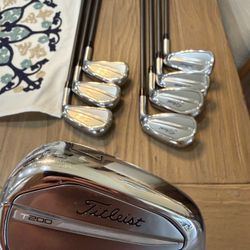 Titleist T200 Iron Set 4-PW, GW AeroTech Steel Fiber i95 Shafts 
