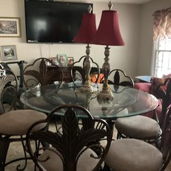 Glass Table Metal Chairs Package Deal All For $650.00