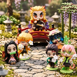 Demon Slayer Chibi Figure Set of 6 - Tanjiro, Nezuko, Zenitsu, Rengoku, Mitsuri, Inosuke