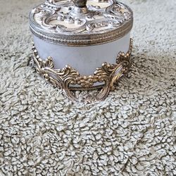 Antique powder dish with frosted glass