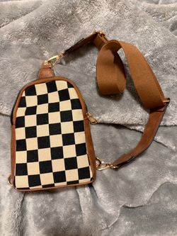 Checkered Sling Bag with Crossbody Strap