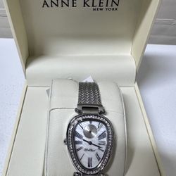 Anne Klein New York Crystal Oval Watch 12/7755MPSV / MSRP $199  NEW WITH TAGS