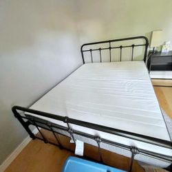 Queen Wayfair Metal Platform Bed Frame with Ikea Morgedal Mattress 