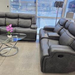 Beautiful Manual Recliner Sofa Set 🩶 Grey Color 🔥