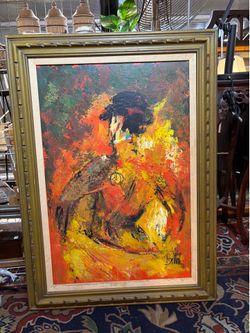Vintage mcm 1960s acrylic on canvas of a matador by Brittini