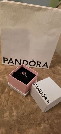 Anillo Pandora original plata 925 corazón rojo
