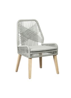 Woven Back Wooden Dining Chairs Set of 2