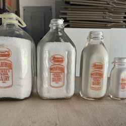 Glass Milk Bottles 1950s and 60s.