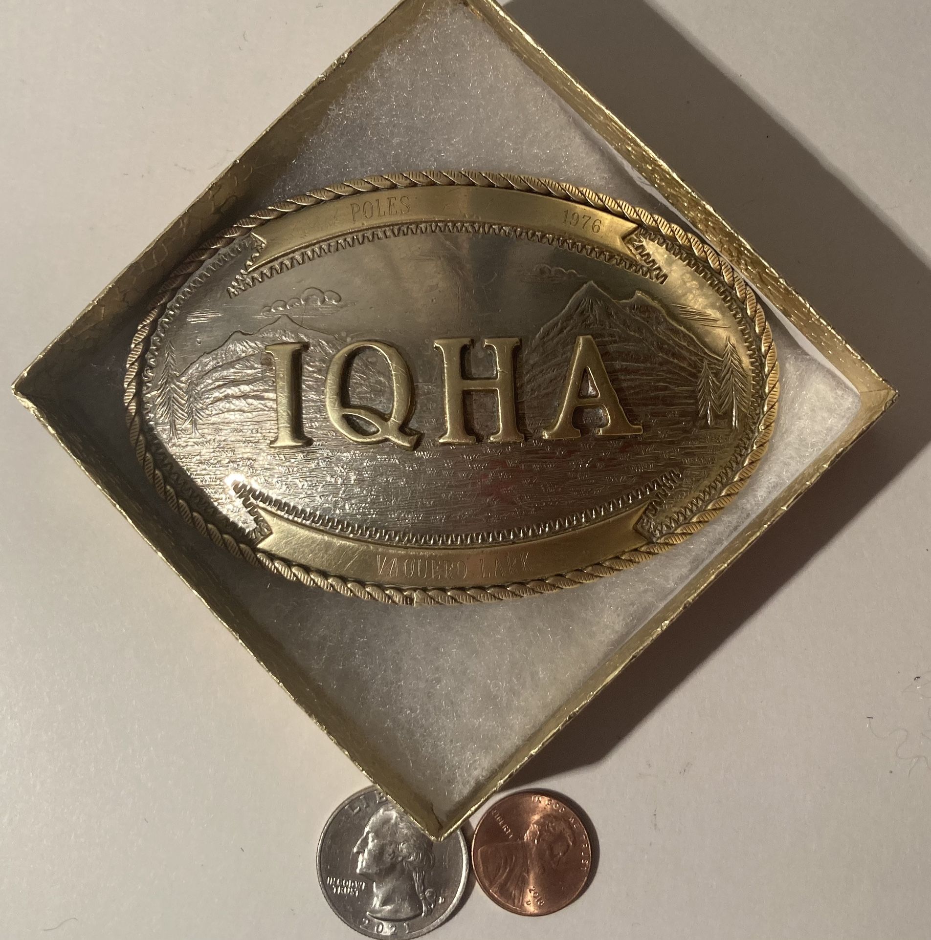 Vintage Belt 1976 Buckle Montana Silversmiths IQHA Horses Country Western