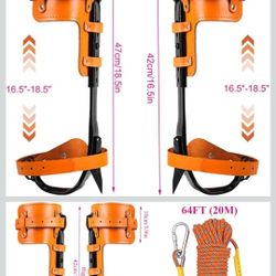 Tree Climbing Gear, Cowhide Leather Tree Climbing Spikes Set, Height-Adjustable Tree Climbing Spurs for Tree Work, Tree Trimming, Tree Cutting, Loggin
