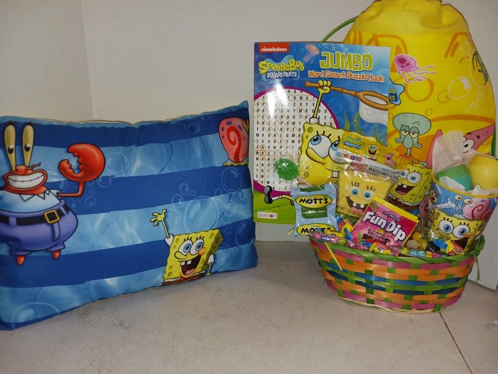 SpongeBob Themed Easter Basket With Handmade Pillow
