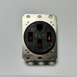 Hubbell HBL9450A Straight Blade Device Receptacle, RTP, Industrial Grade, 3-Pole 4-Wire Grounding, 50A 125/250V, 14-50R Electrical Outlet