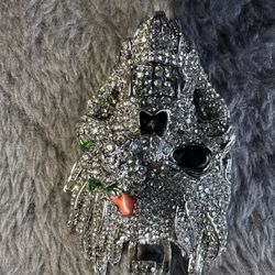 Mens new without tags blinged out silver demon with silver chain.  